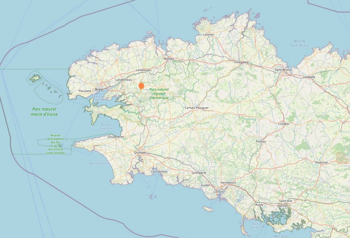 Sizun sur la carte du Finistère