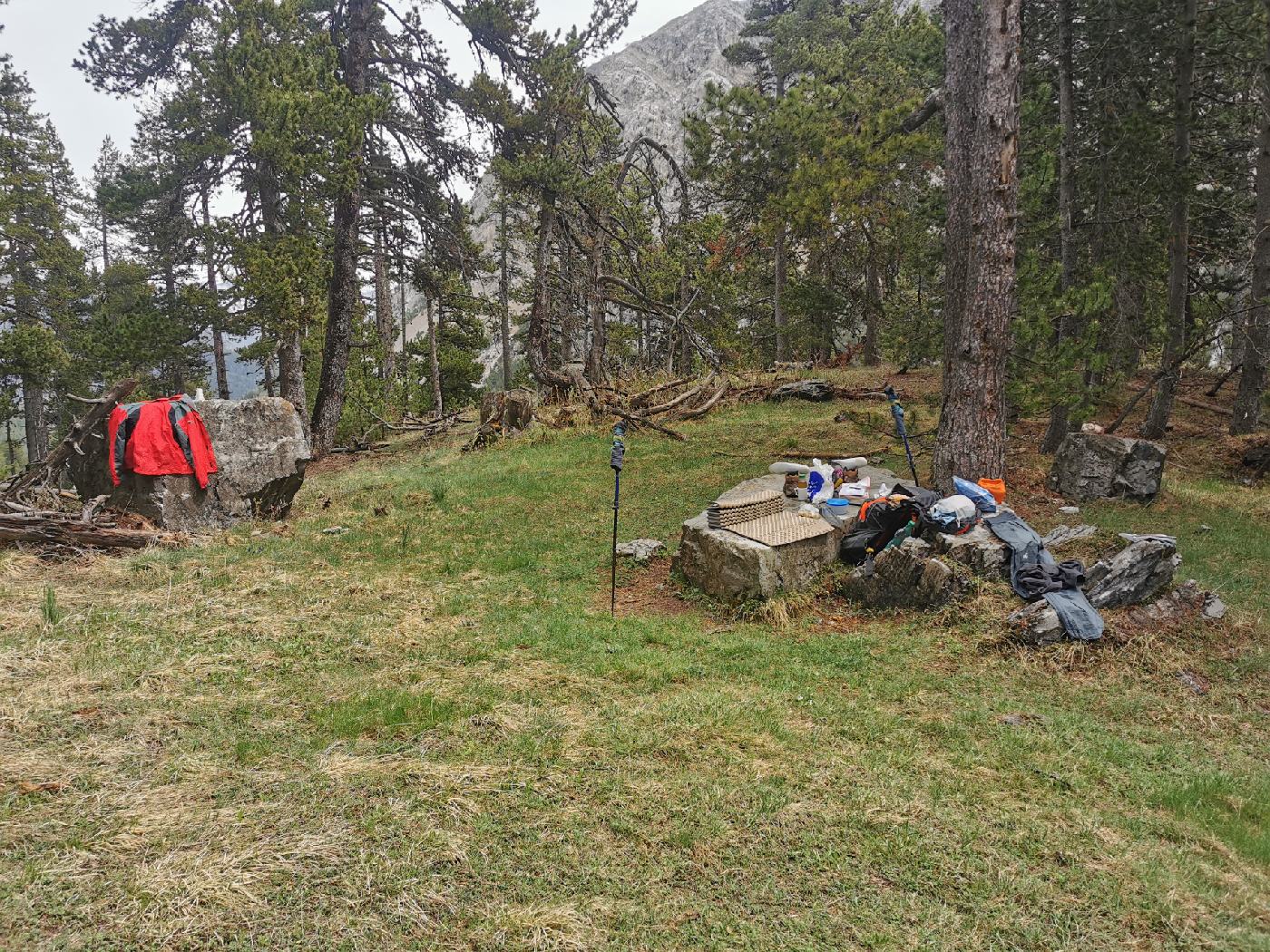 Campement du midi, quelques truc sèche encore 