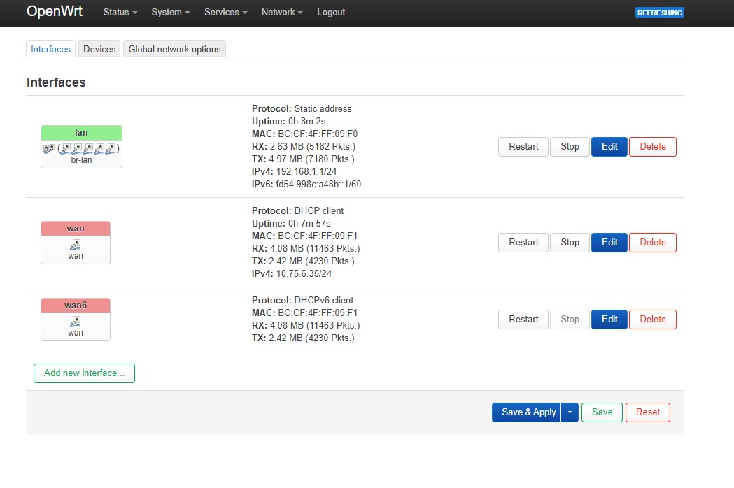 OpenWrt Page Interface