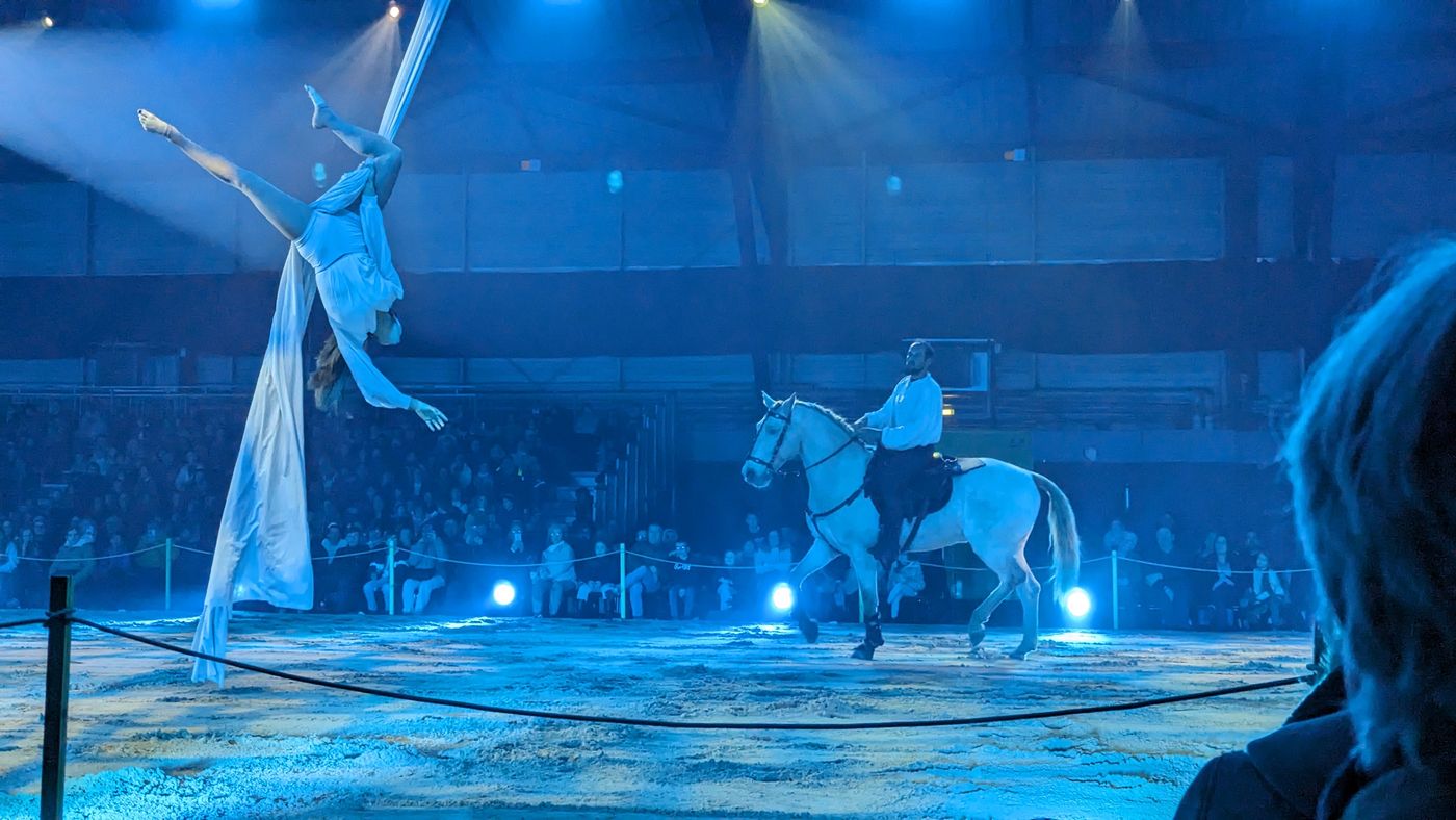 Spectacle 'acrobatie en Tissus Aérien