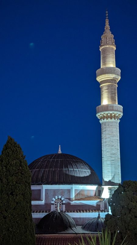 Mosquée de Soliman de nuit.