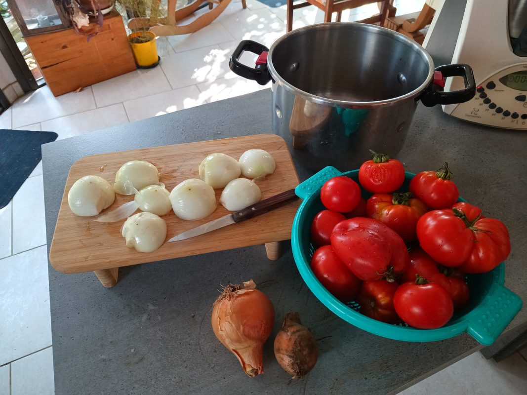 Préparation du coulis de tomates