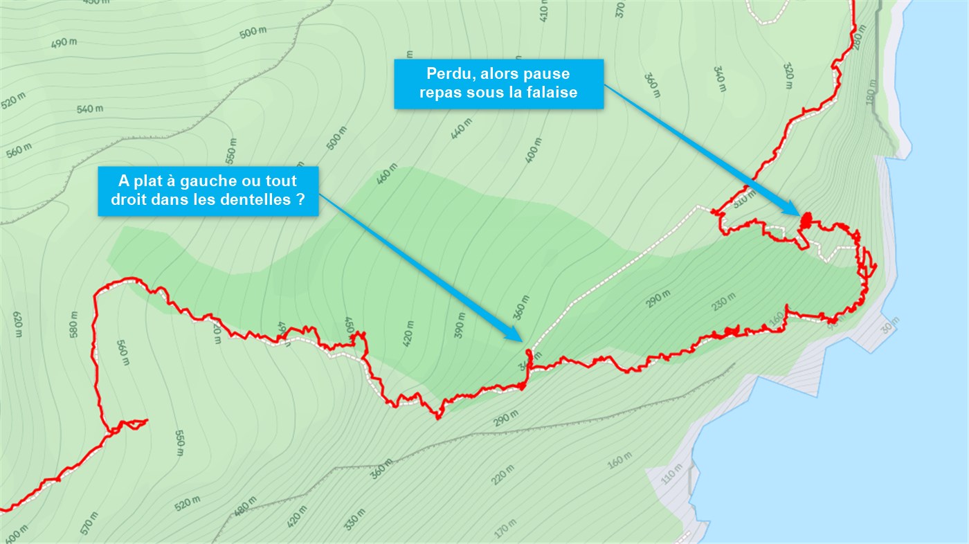 La carte du parcours vers 13h