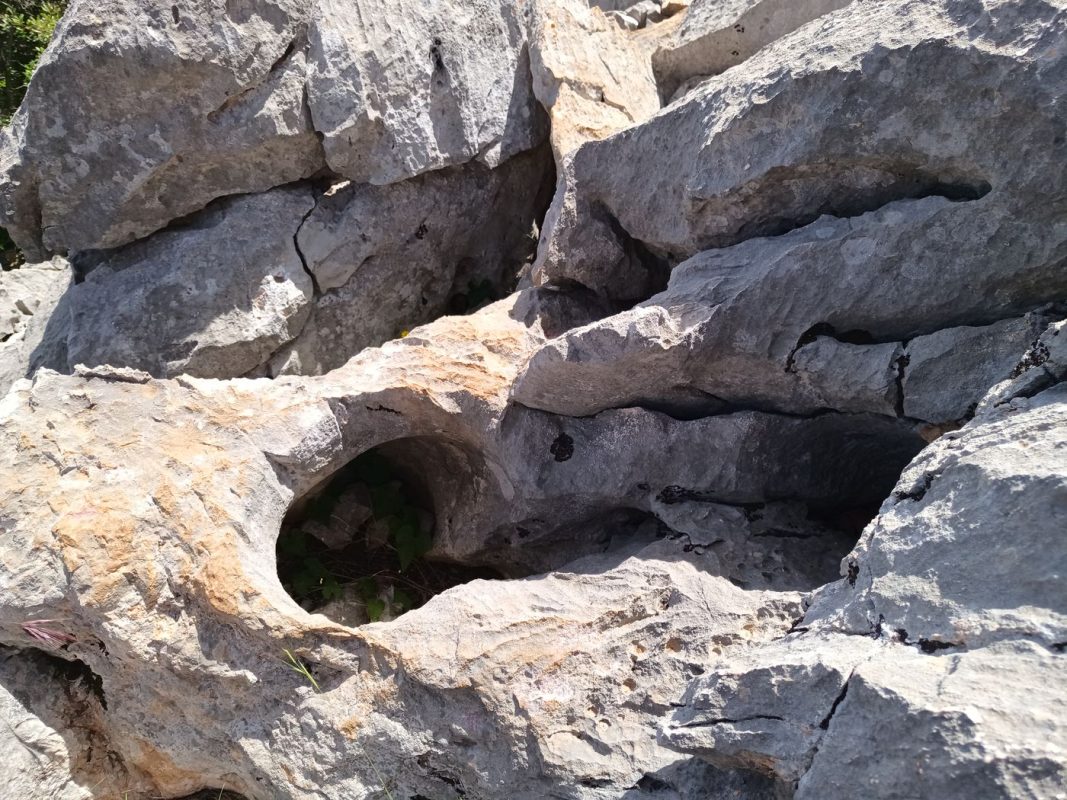 Trous casse bâton de marche, et trace de passage