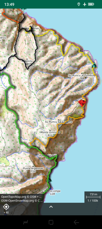 Iphigénie avec la carte Openstretmap et les traces