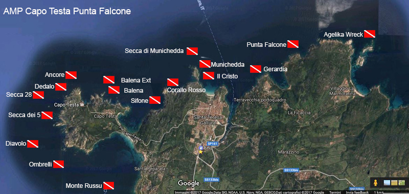 Les site de plongée autour de Santa Teresa Gallura