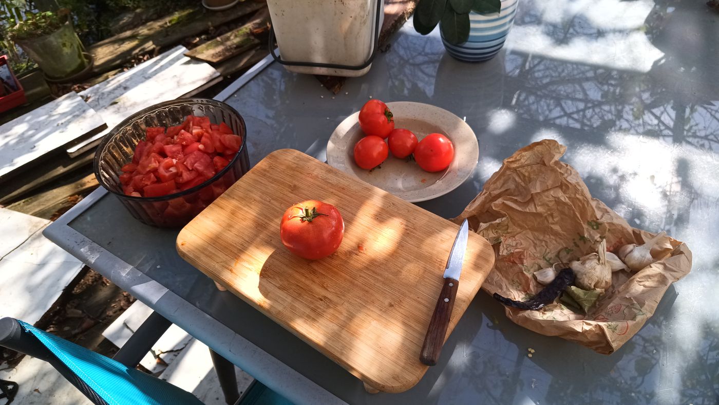 Préparation en extérieur sur la terrasse