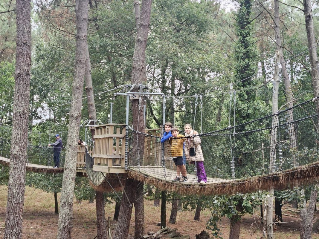 Les jeunes sur les ponts de singes