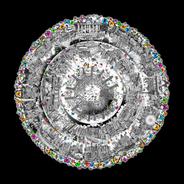 Tableau One world the circle of life par C Fazzino
