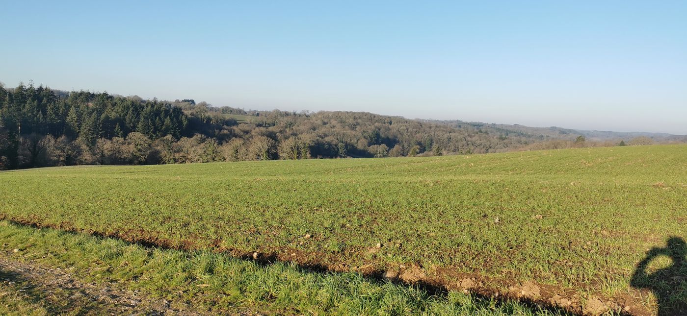 La campagne sur les hauteur de l'Aven au petit matin