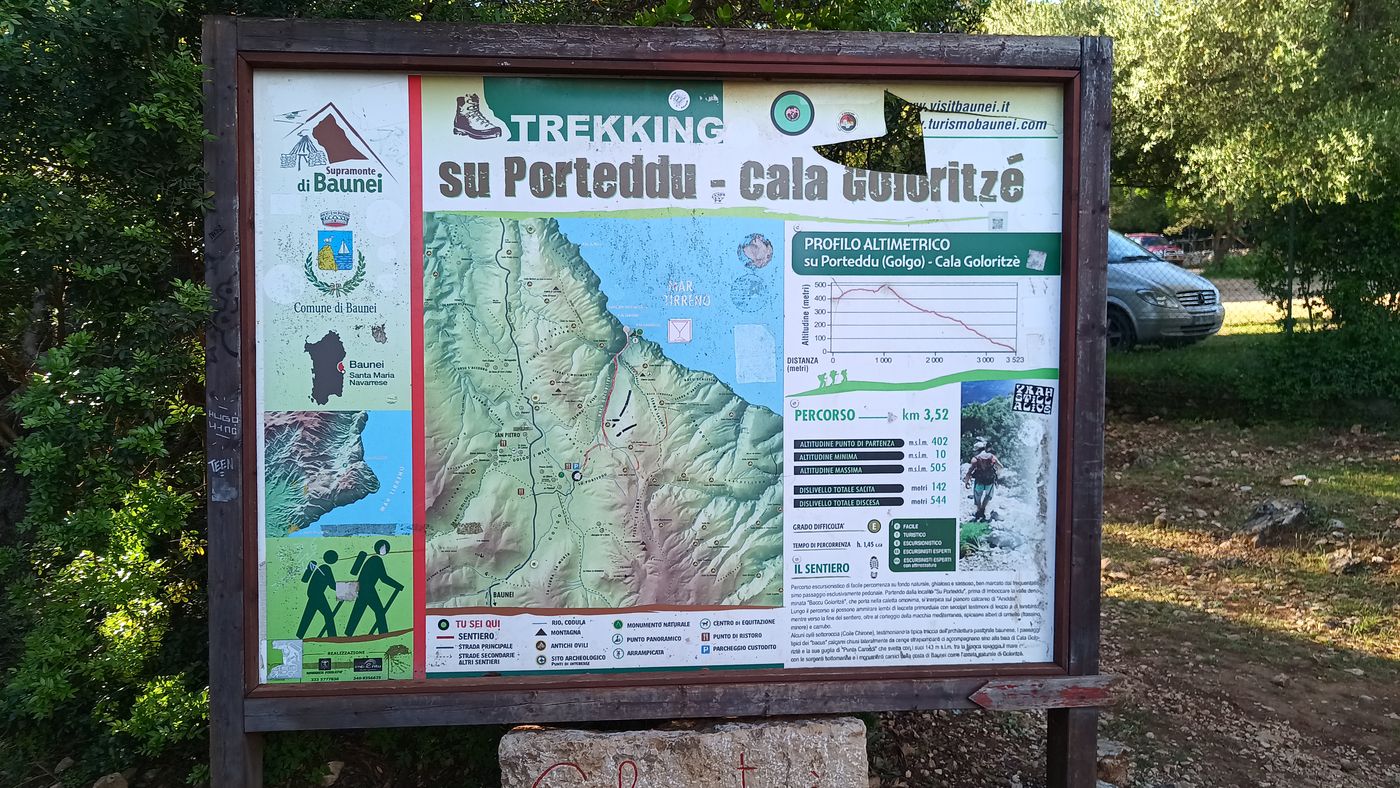 La pancarte qui décrit l'accès à la Cala Goloritze