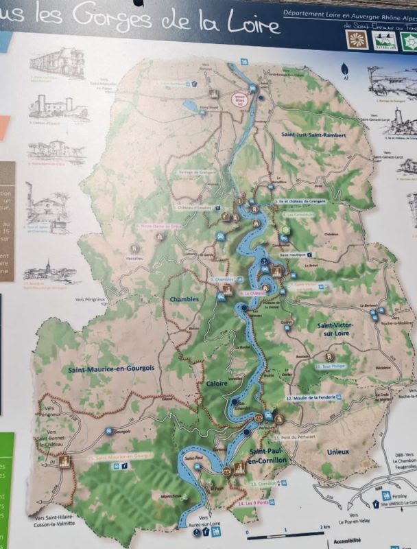 Carte des gorges de la Loire