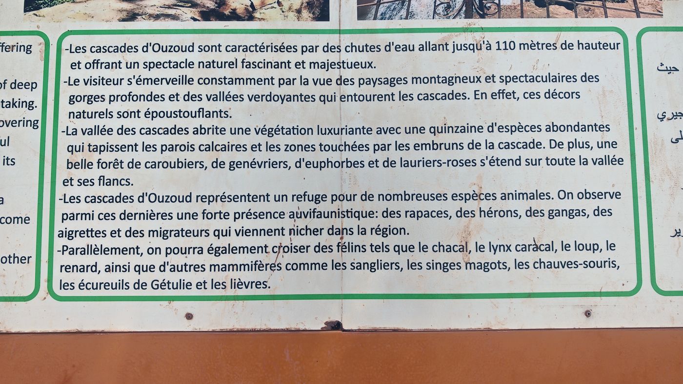 Descriptif de la cascade d'Ouzoud