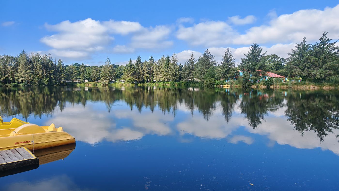 L'étang tout plat et déjà au soleil !