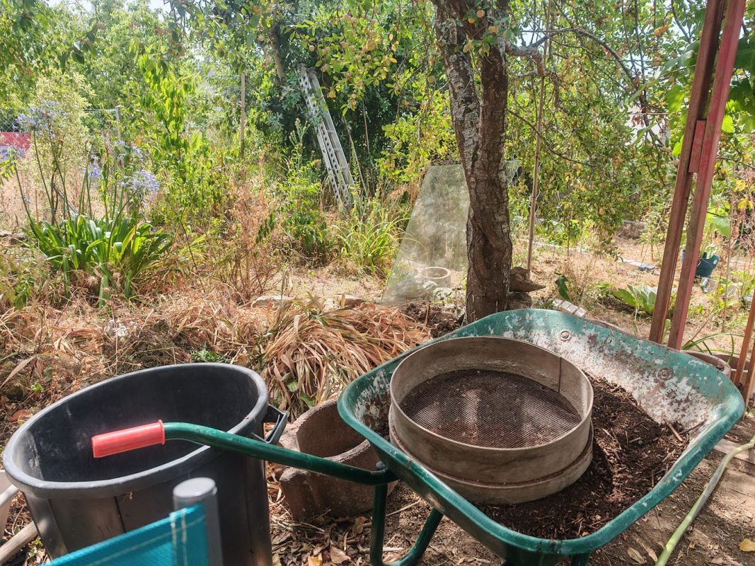 Préparation de terre tamisé pour les pots